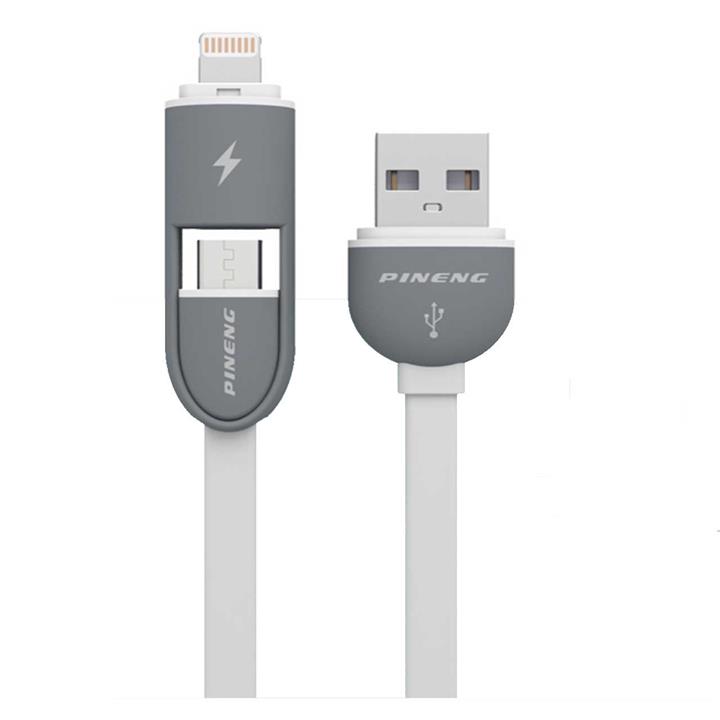 کابل تبدیل USB به لایتنینگ و microUSB پیننگ مدل PN-301  به طول 1 متر Pineng PN-301 USB To Lightning And microUSB Cable 1m